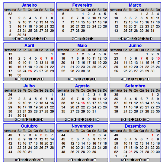 Calendário Lunar 2012 Calendário Lunar 2012